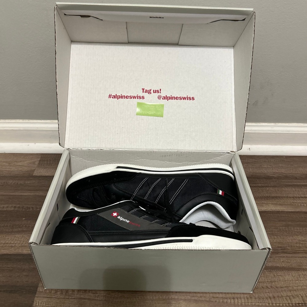 Alpine Swiss Sneakers Men's 11 Black Low Top Casual Urban Lifestyle Shoes STEFAN - Picture 11 of 13